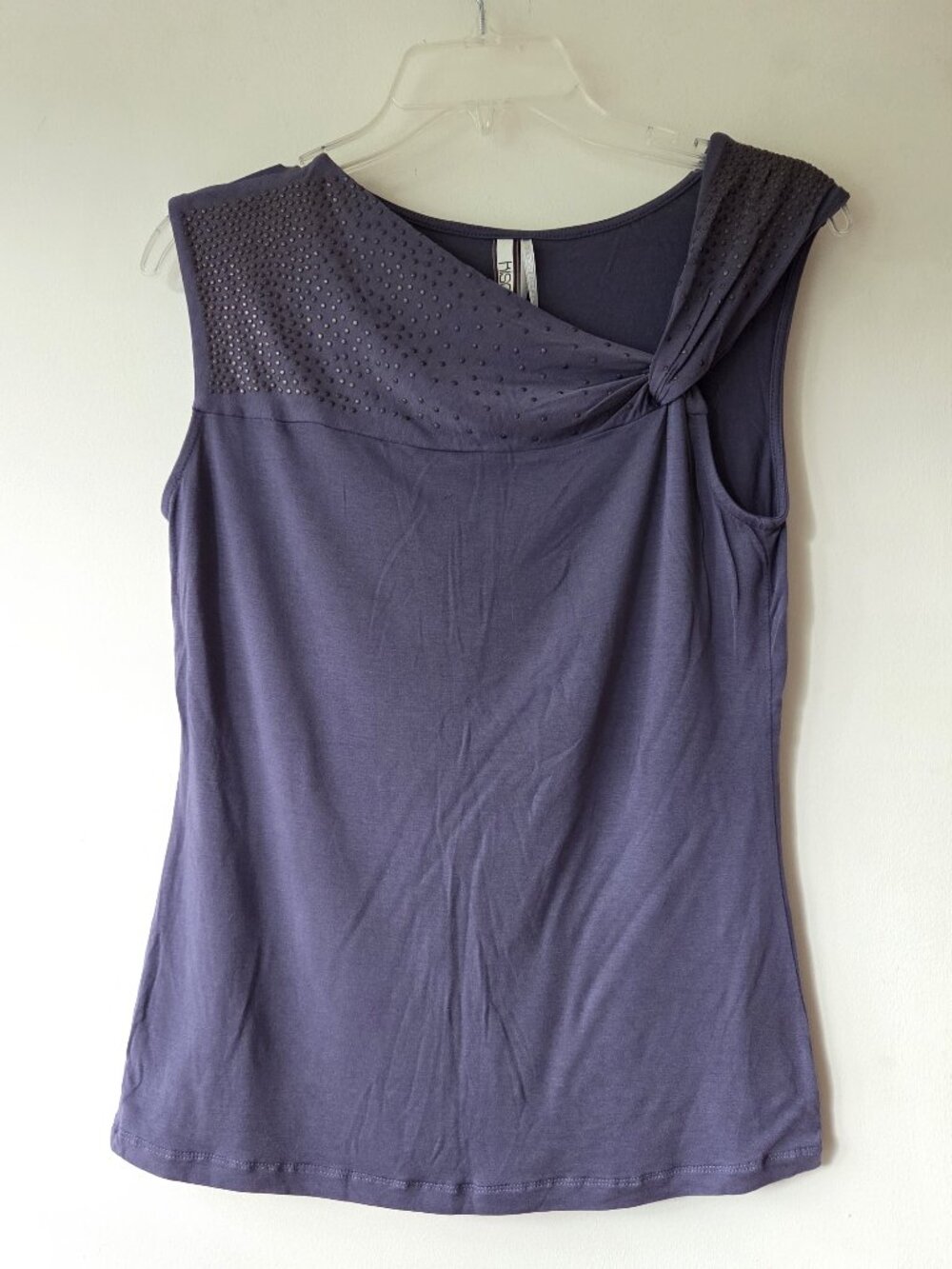Kische sz M Sleeveless Blouse Top Bronze Studs Grey Knit NEW